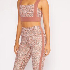 NEW Cream Yoga bra and legging set in ditsy rose, floral pattern